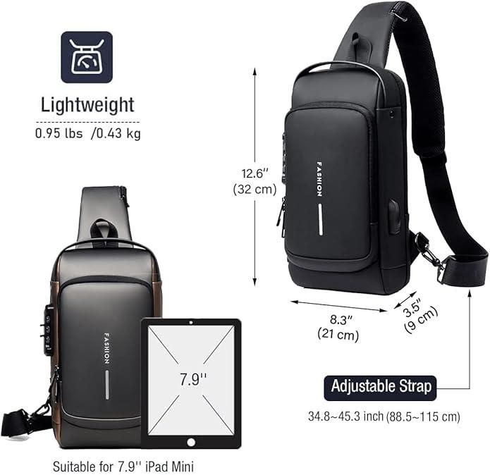 Sleek Unisex Travel Sling Bag – Water-Resistant, Multi-Compartment Design