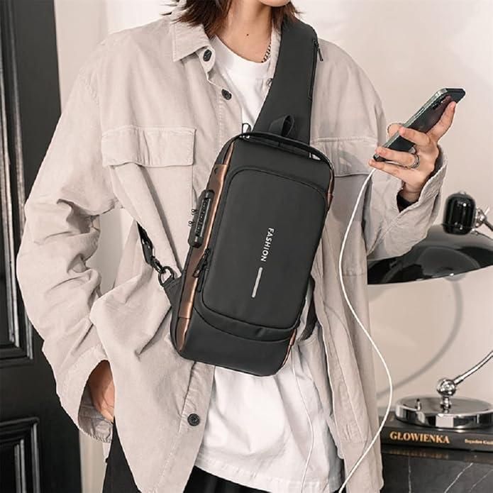 Sleek Unisex Travel Sling Bag – Water-Resistant, Multi-Compartment Design