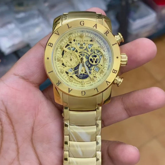 Bvlgari Gold Chain Yellow Dial Men Watch