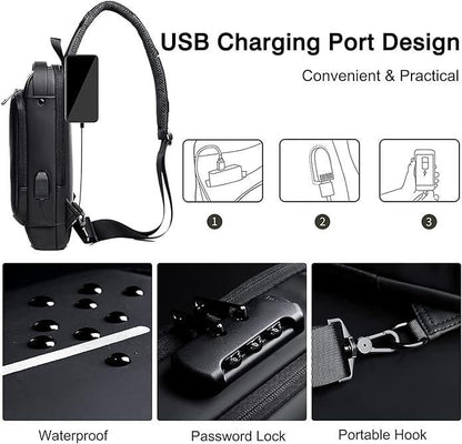 Sleek Unisex Travel Sling Bag – Water-Resistant, Multi-Compartment Design