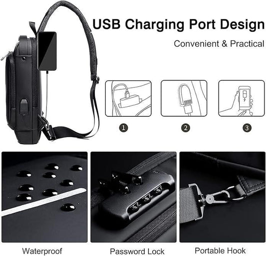 Sleek Unisex Travel Sling Bag – Water-Resistant, Multi-Compartment Design