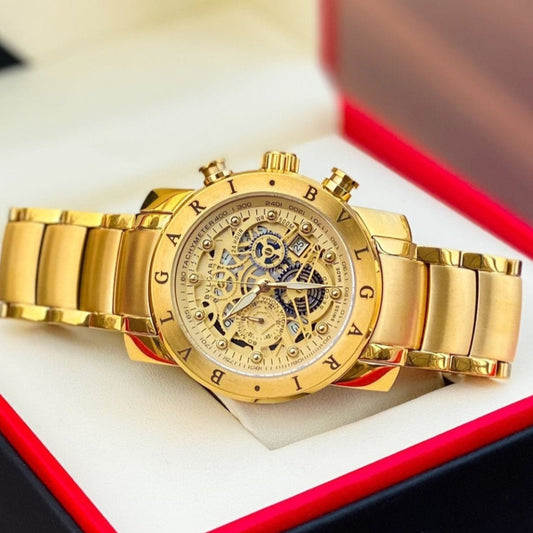 Bvlgari Gold Chain Yellow Dial Men Watch